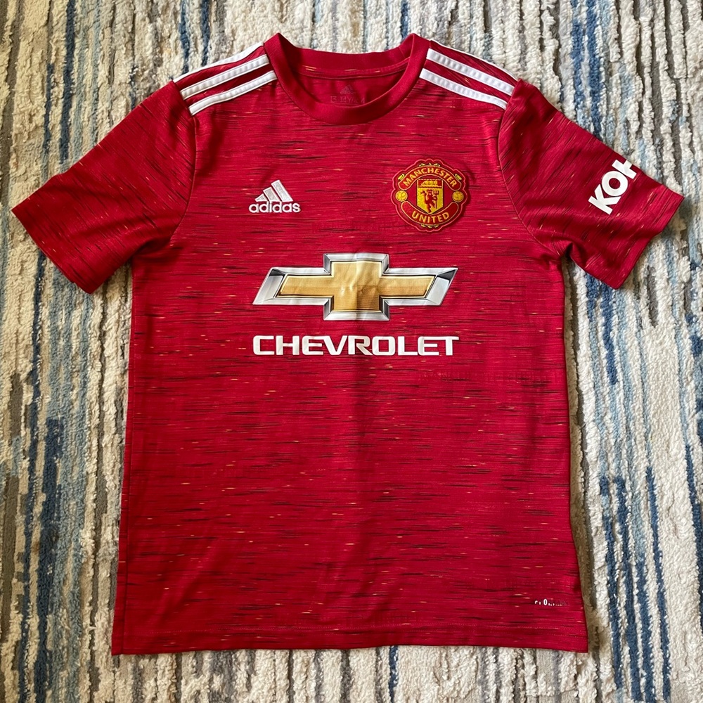 MANCHESTER UNITED JERSEY YOUTH LARGE 13-14 HOME FOOTBALL SHIRT 2020 2021